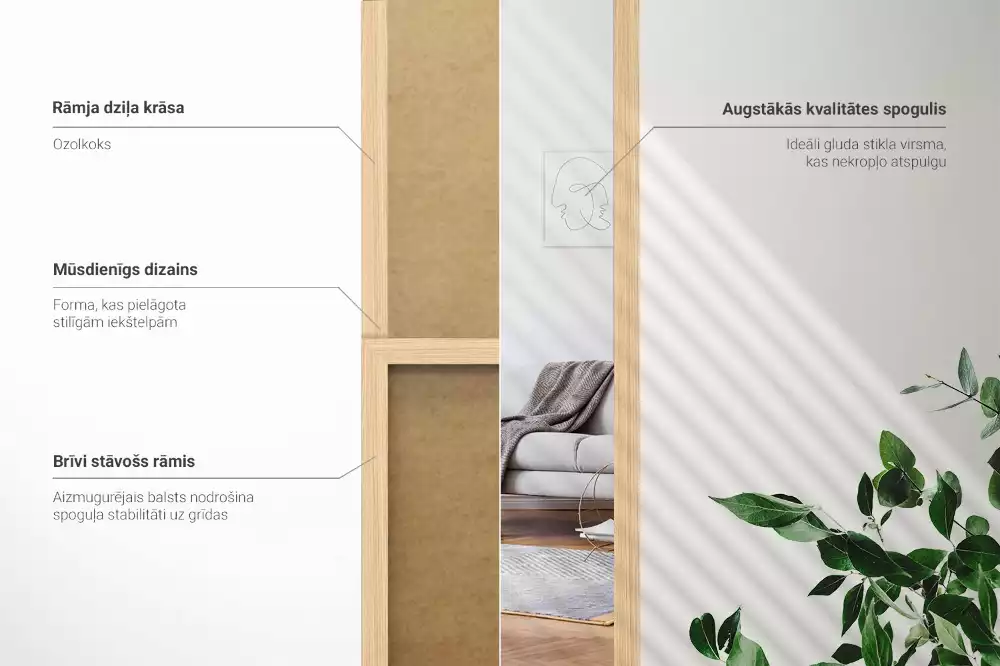 Stojící zrcadlo v dubovém rámu