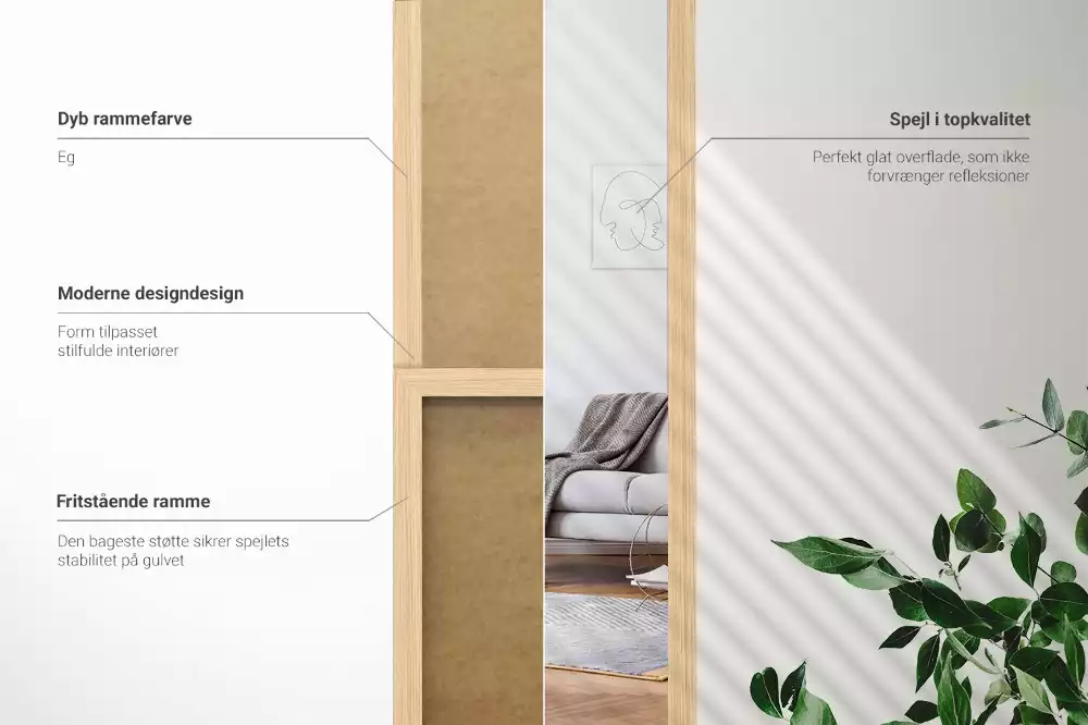 Stojící zrcadlo v dubovém rámu