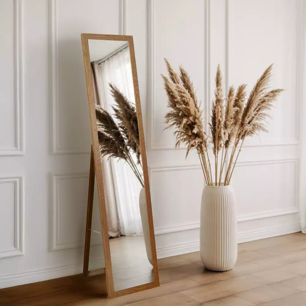 Stojící zrcadlo v dubovém rámu