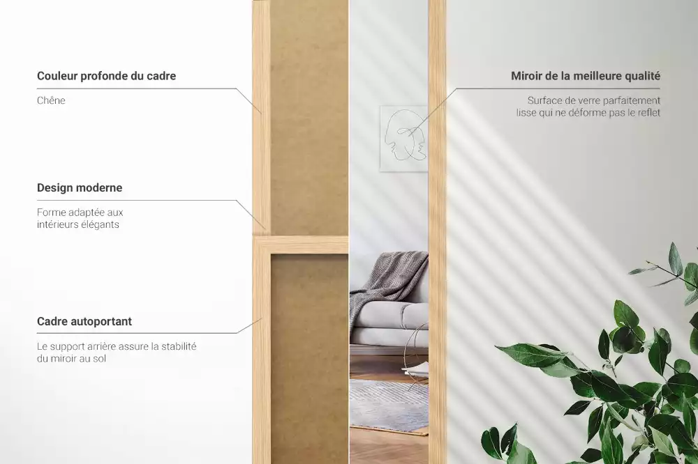 Stojící zrcadlo v dubovém rámu