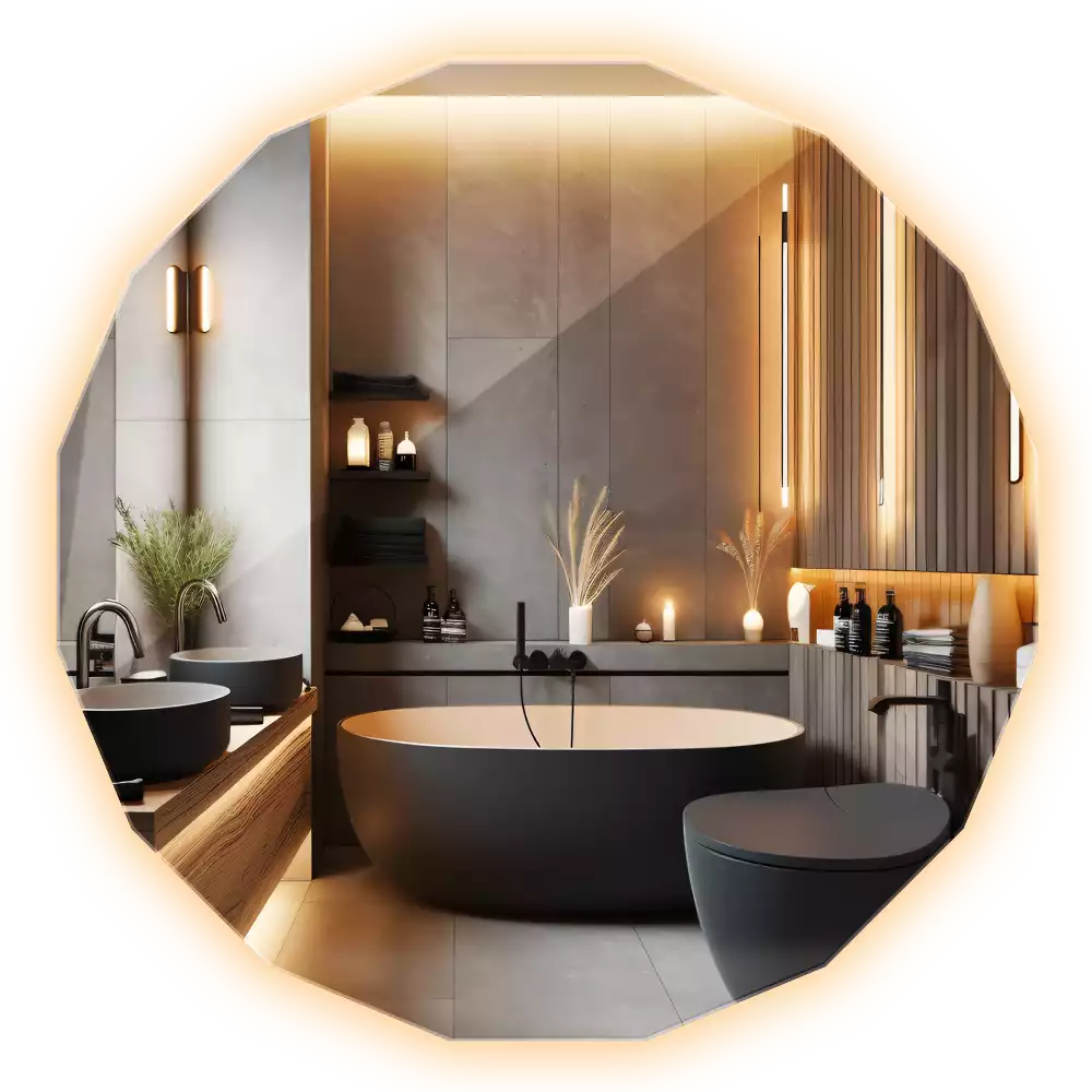 Polygonální zrcadlo s LED podsvícením