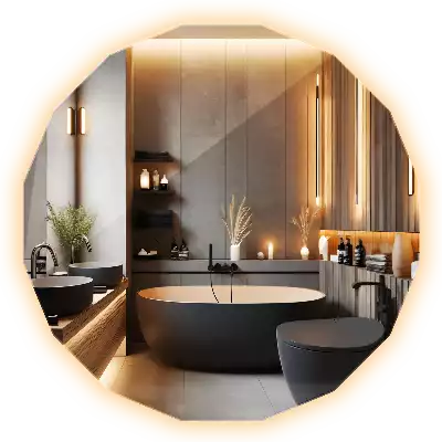 Polygonální zrcadlo s LED podsvícením