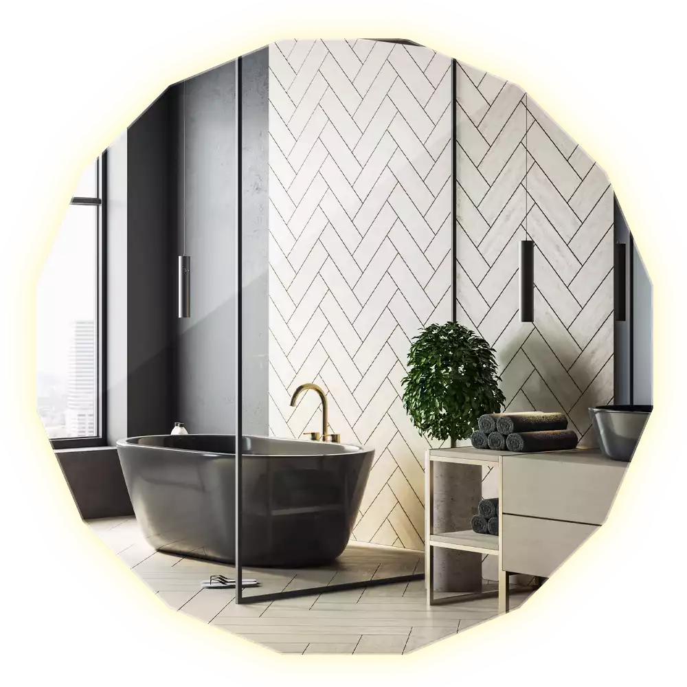 Polygonální zrcadlo s LED podsvícením