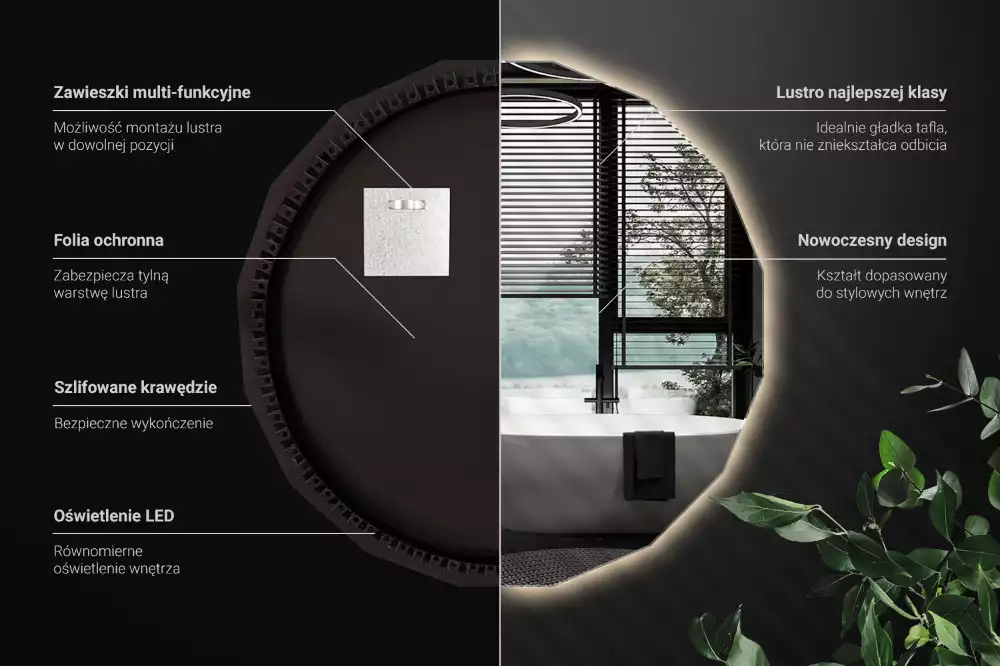 Polygonální zrcadlo s LED podsvícením