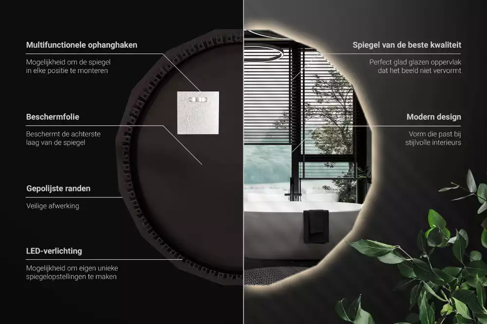 Polygonální zrcadlo s LED podsvícením