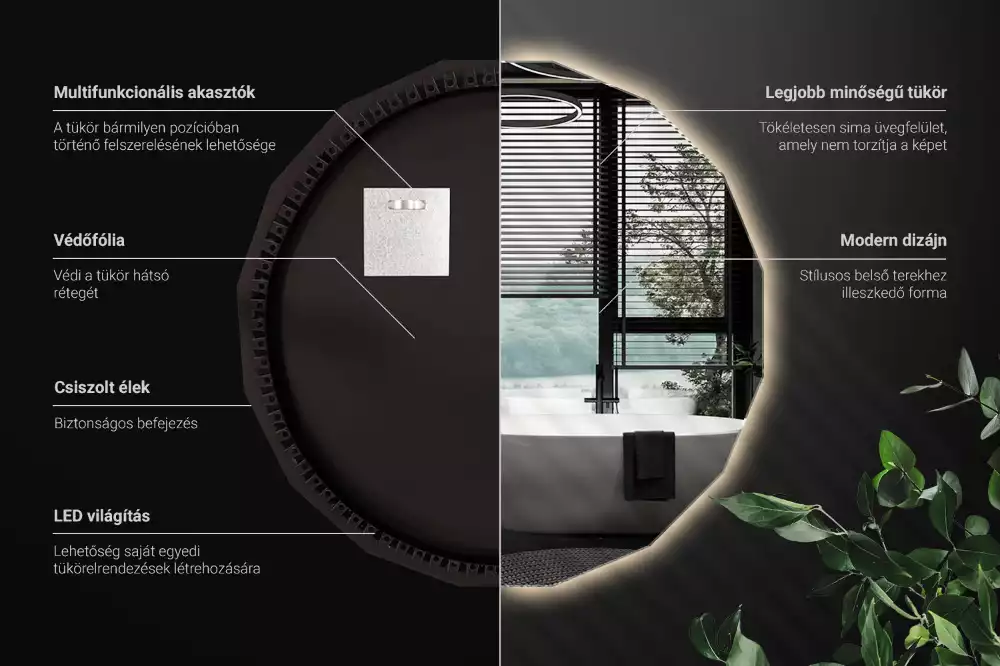 Polygonální zrcadlo s LED podsvícením