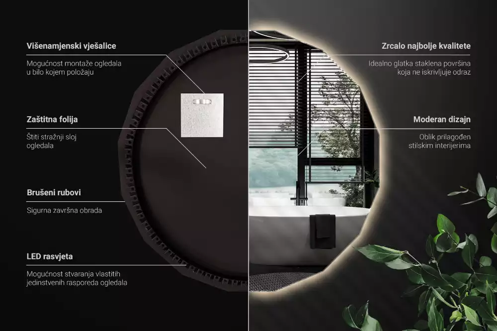 Polygonální zrcadlo s LED podsvícením