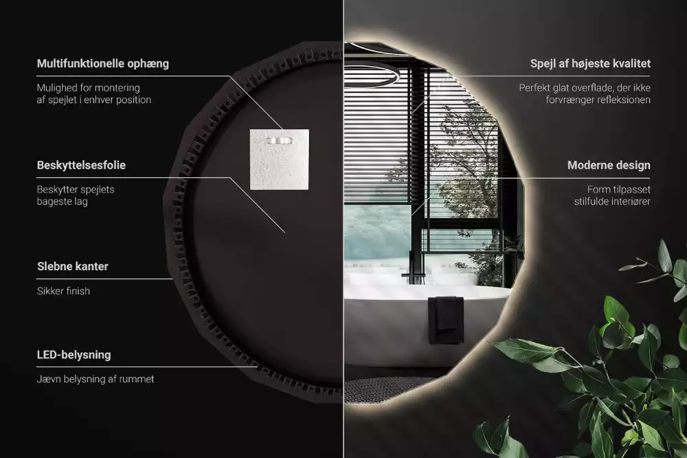 Polygonální zrcadlo s LED podsvícením