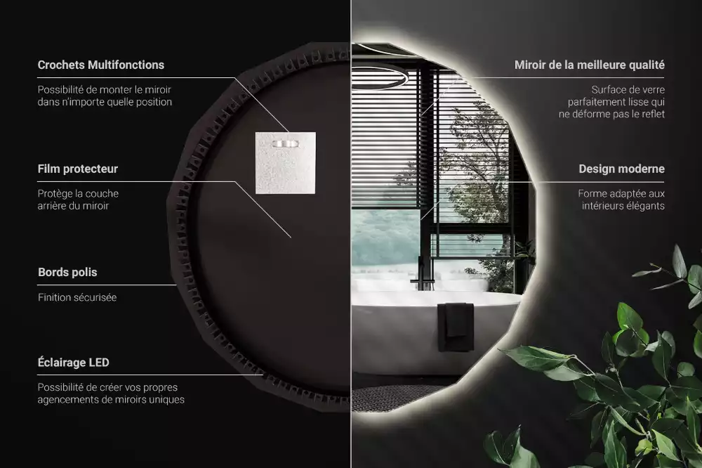 Polygonální zrcadlo s LED podsvícením