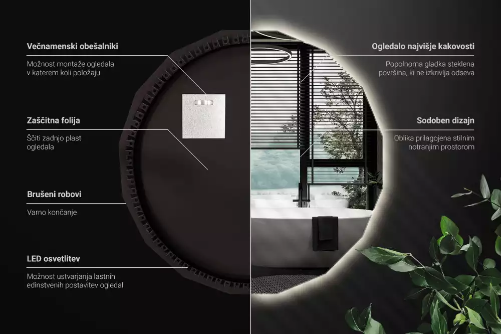 Polygonální zrcadlo s LED podsvícením