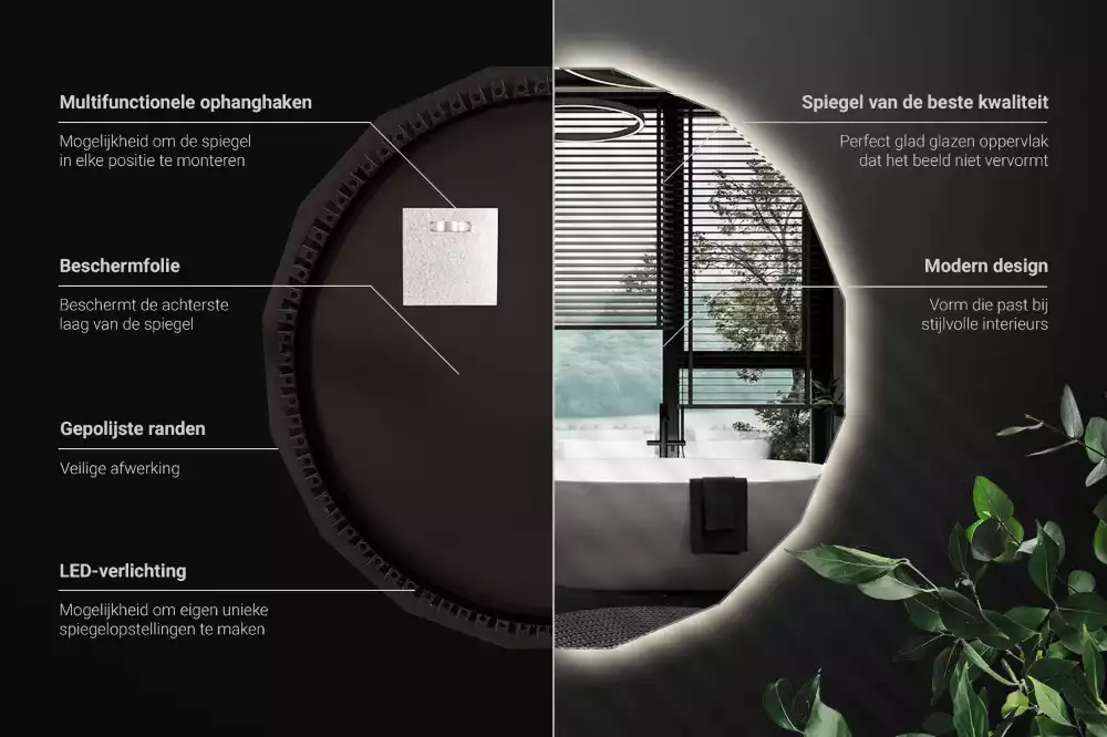 Polygonální zrcadlo s LED podsvícením