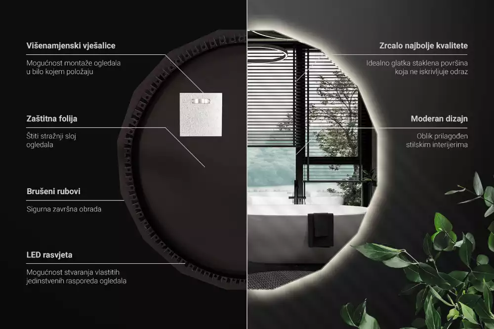 Polygonální zrcadlo s LED podsvícením