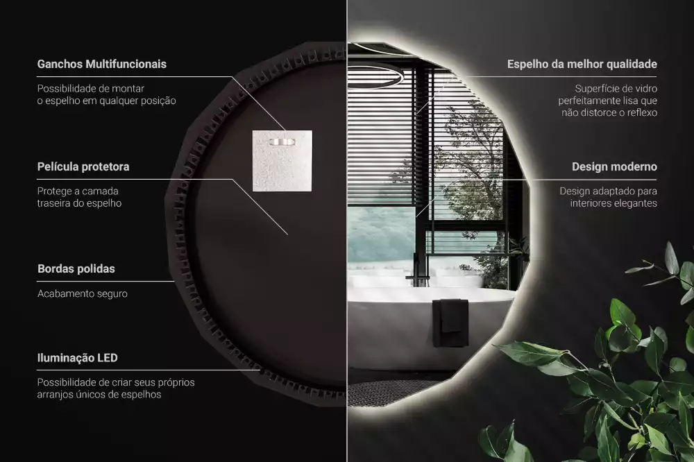 Polygonální zrcadlo s LED podsvícením