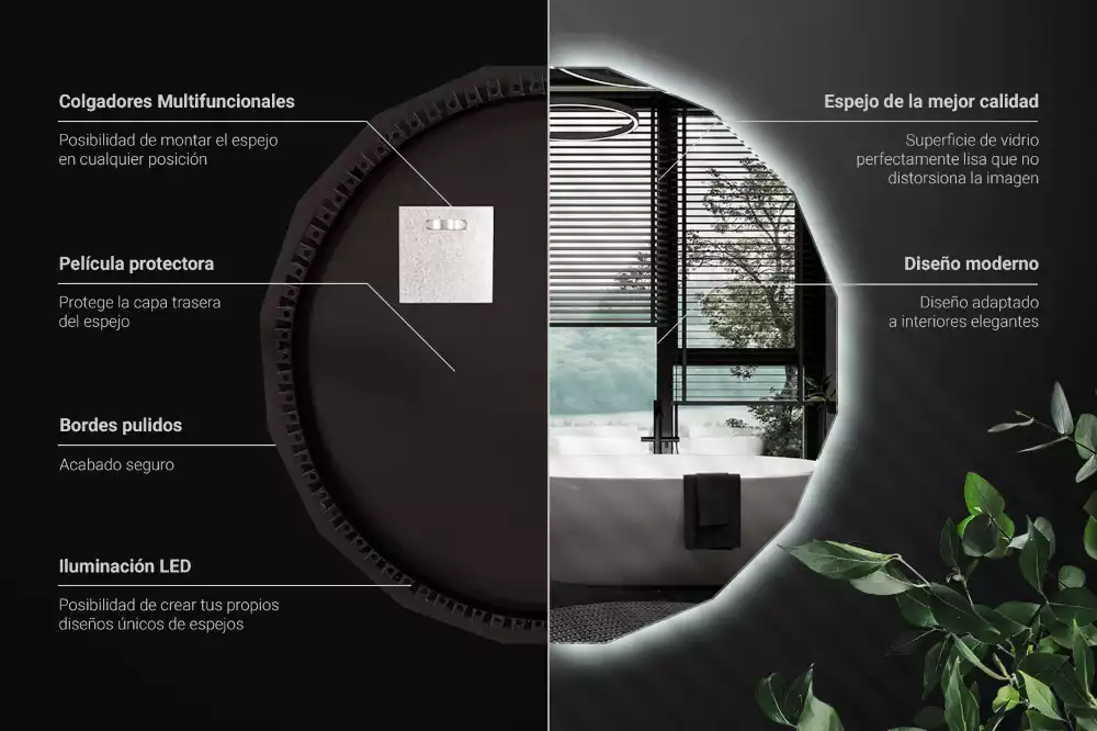 Polygonální zrcadlo s LED podsvícením