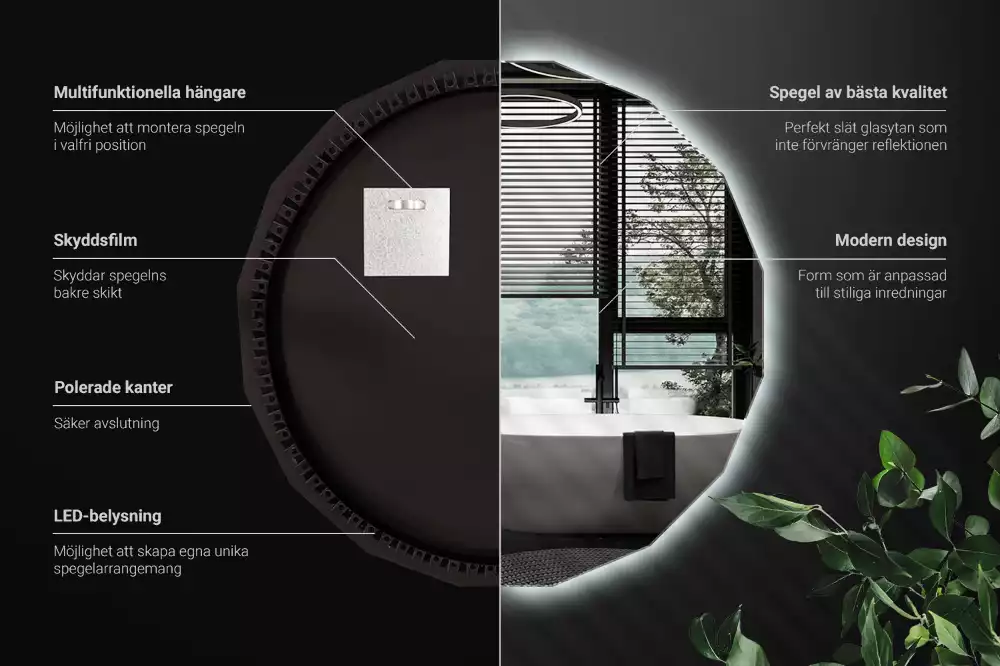 Polygonální zrcadlo s LED podsvícením