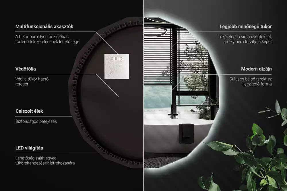 Polygonální zrcadlo s LED podsvícením