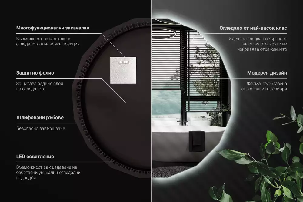 Polygonální zrcadlo s LED podsvícením