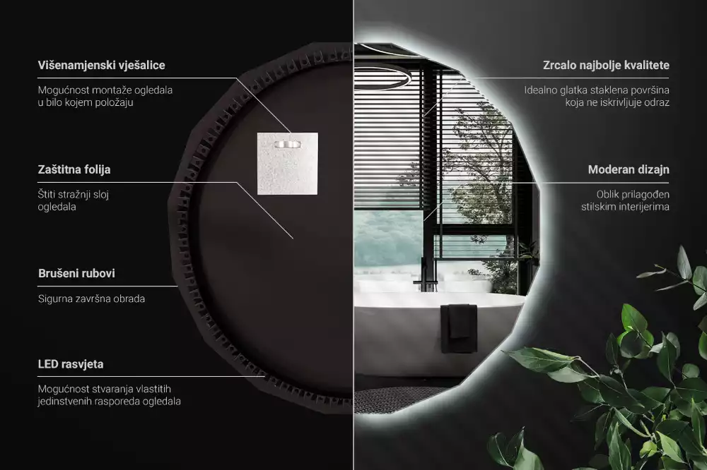 Polygonální zrcadlo s LED podsvícením