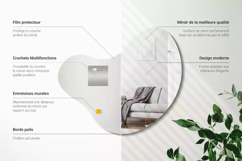 Organické zrcadlo bez zavěšení rámu