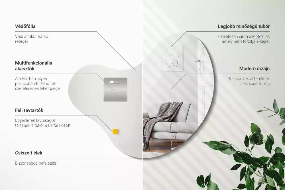 Organické zrcadlo bez zavěšení rámu