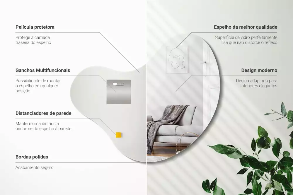 Organické zrcadlo bez zavěšení rámu