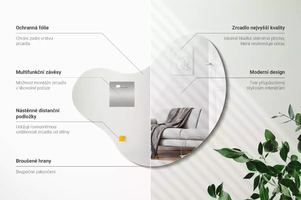 Organické zrcadlo bez zavěšení rámu