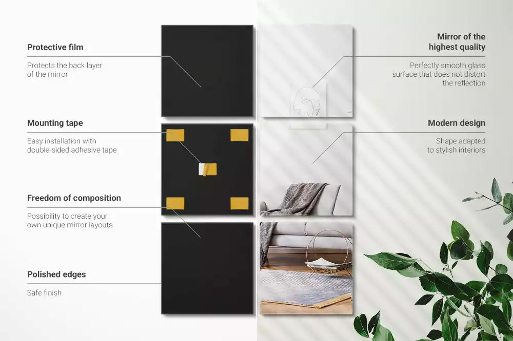 Zrcadlové dlaždice náměstí dekorativní