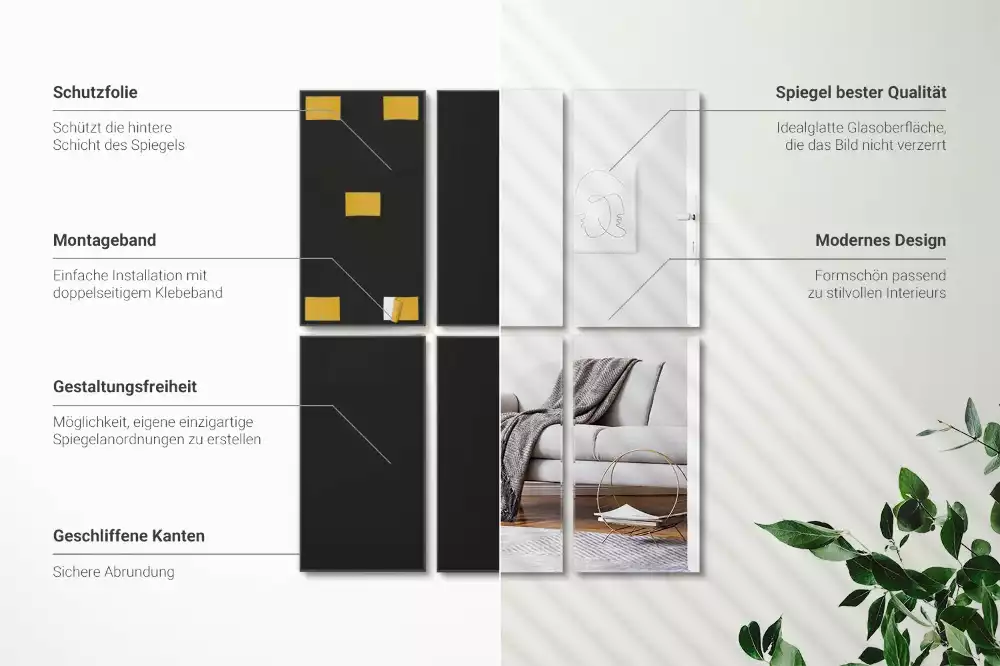 Zrcadlové obklady obdélníkový samolepící