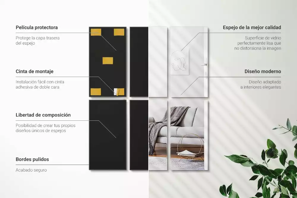 Zrcadlové obklady obdélníkový samolepící