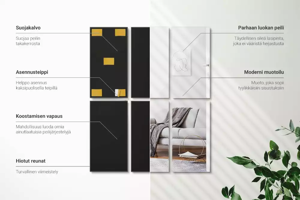 Zrcadlové obklady obdélníkový samolepící