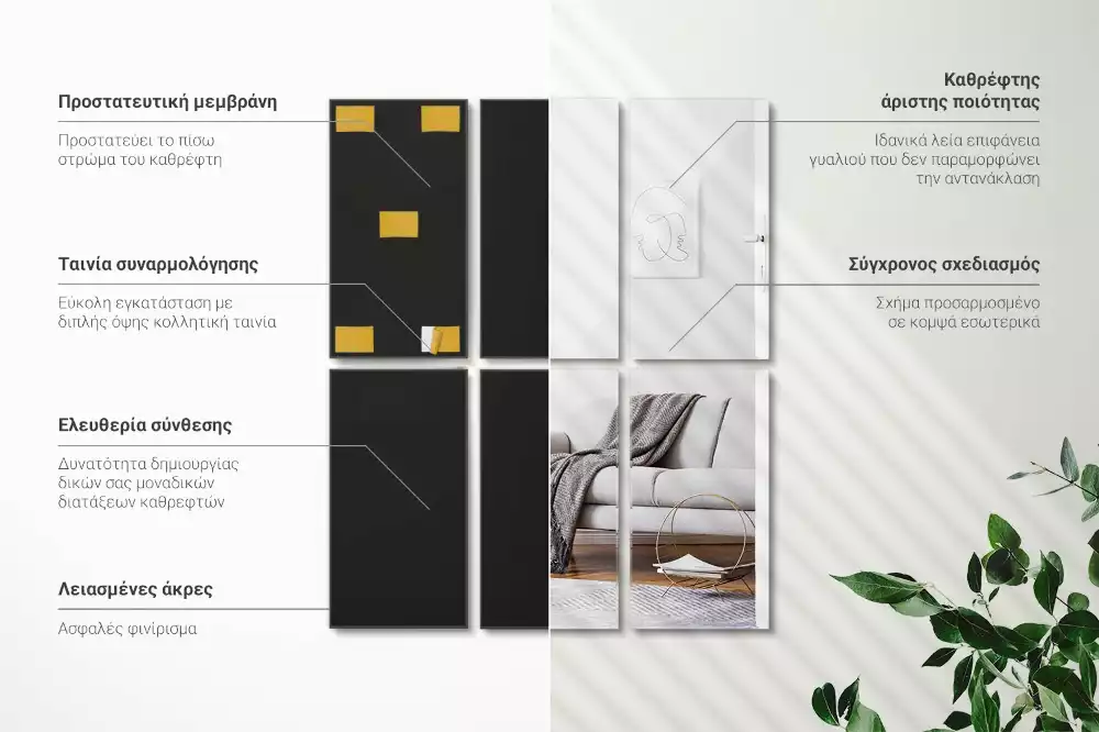 Zrcadlové obklady obdélníkový samolepící