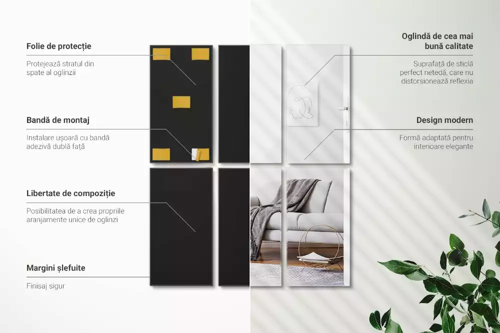 Zrcadlové obklady obdélníkový samolepící