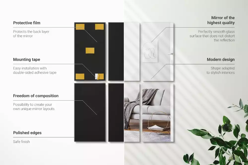 Zrcadlové obklady obdélníkový samolepící